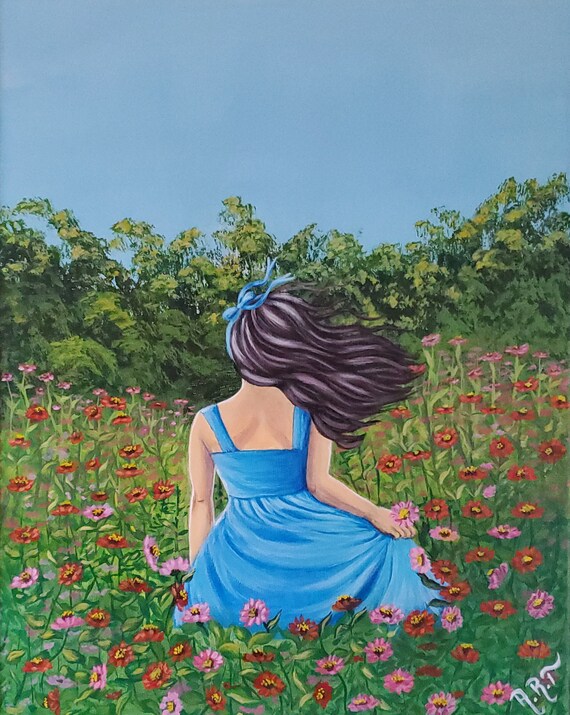 Canvas Painting original painting girl painting Etsy
