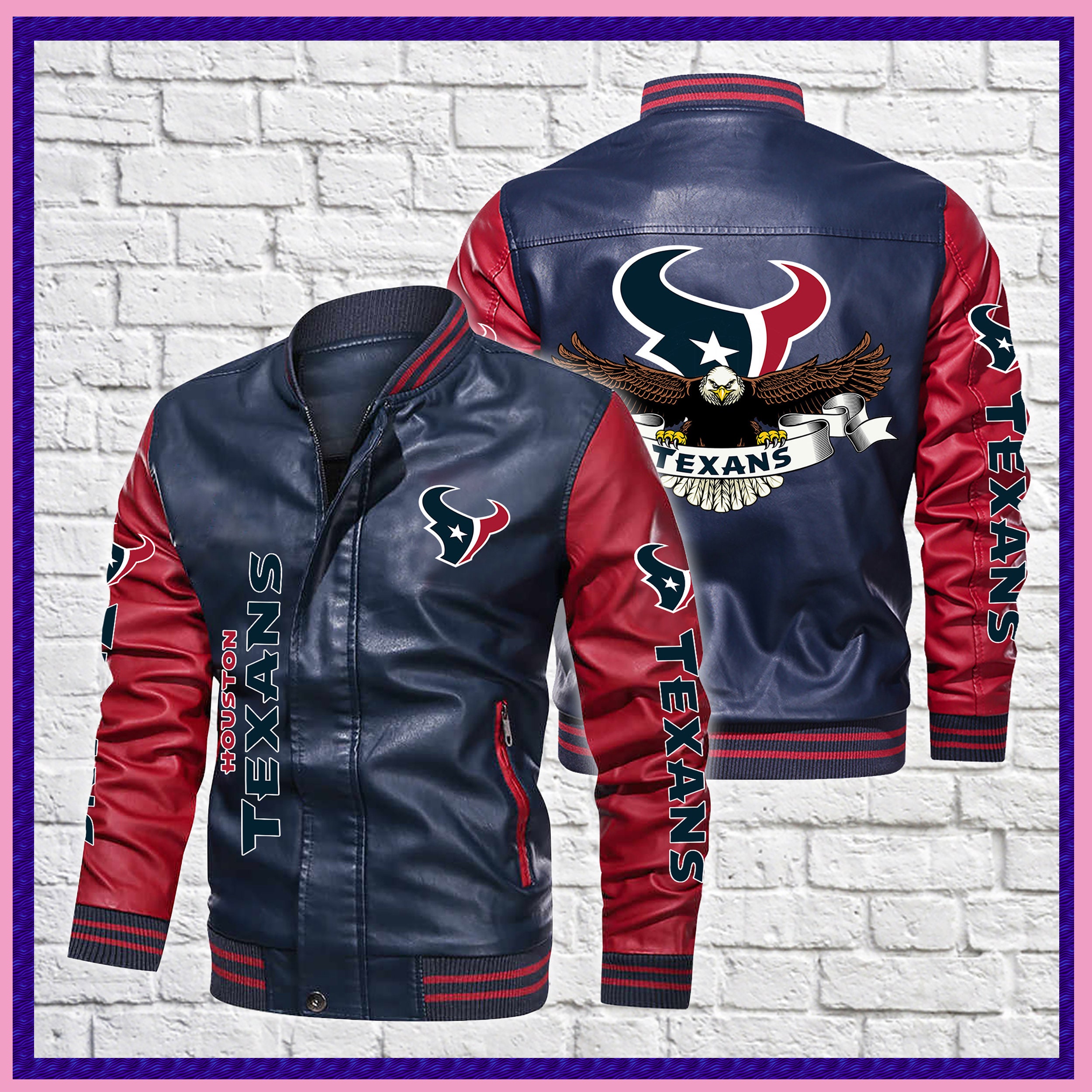 Houston Texans NFL Leather Bomber Jacket Ravens 001 | Etsy