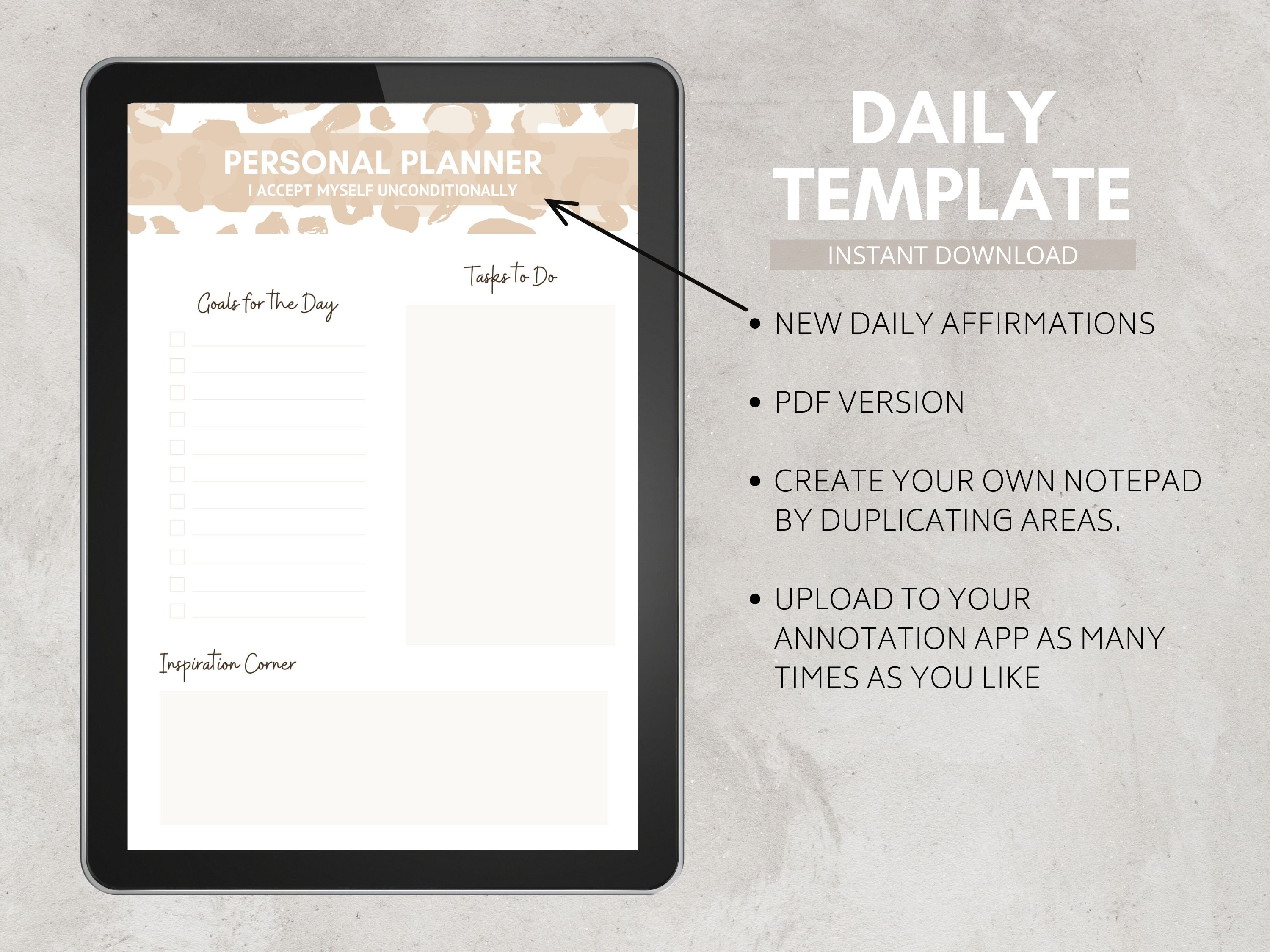 DAILY AFFIRMATIONS Daily Planner Template A4 Portrait | Etsy