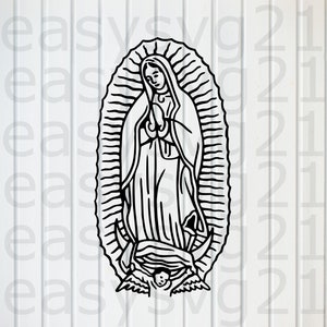virgem de guadalupe svg, clipart, cricut, silhueta, arquivos de corte, impressão em camisetas, vetor, arquivos de design, eps, png, dxf, svg, pdf