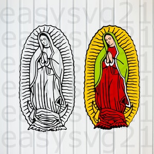 Virgen de Guadalupe SVG, clipart católico, Cricut, silueta, archivos de corte, impresión de camisetas, vector, archivos de diseño, EPS, PNG, DXF, SVG, PDF
