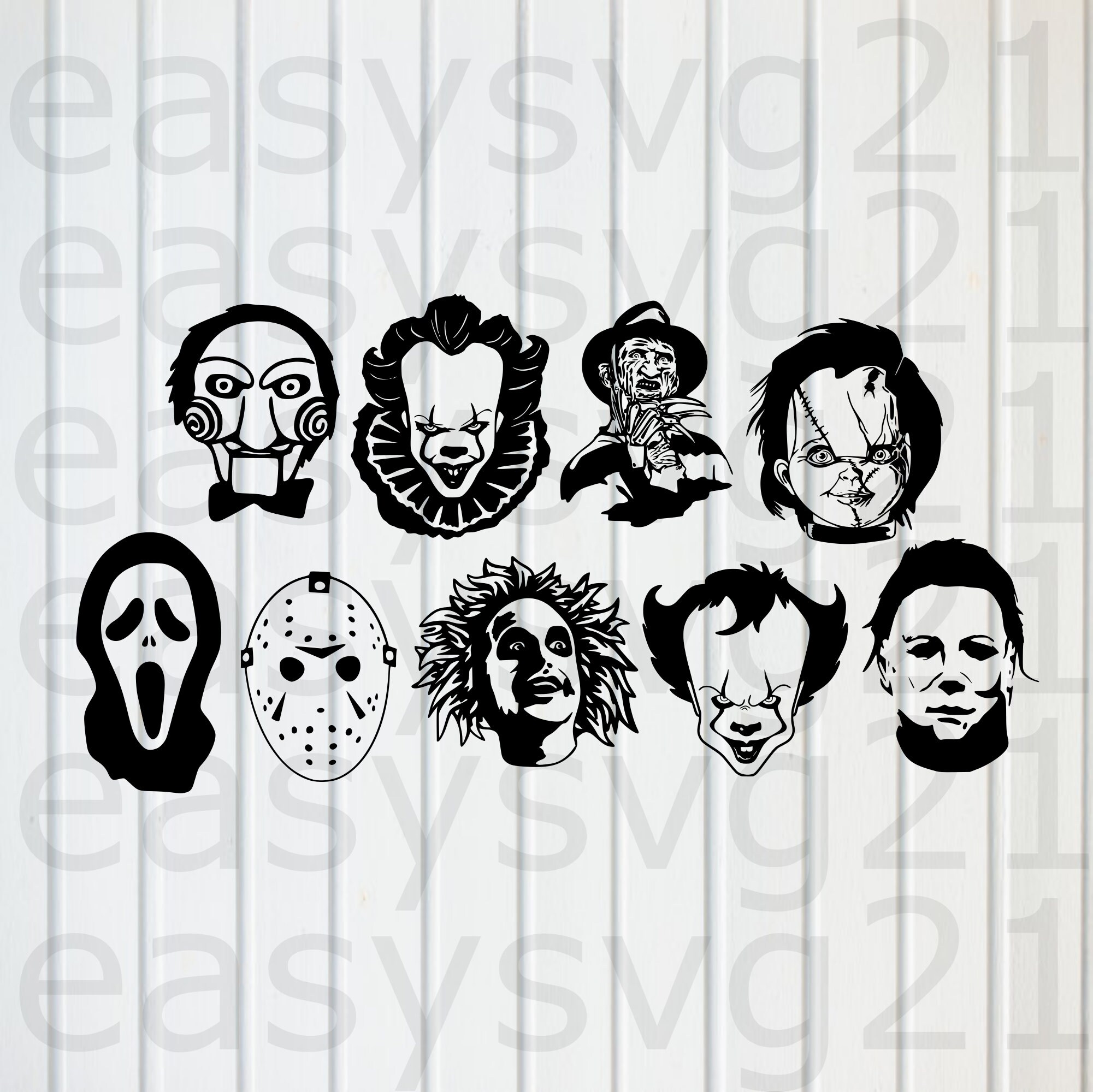horror characters svg,  clipart, cricut, silhouette, cutting files, T…