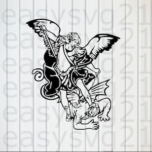 san michele arcangelo svg, clipart, cricut, silhouette, file di taglio, stampa su maglietta, vettore, file di progettazione, eps, png, dxf, svg, pdf