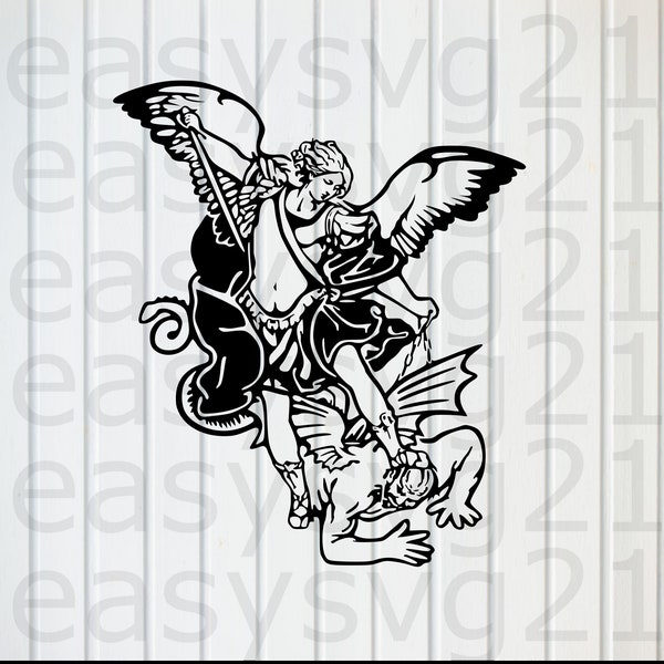 Saint Michael der Erzengel svg, Clipart, Cricut, Silhouette, Schneidedateien, T-Shirt Druck, Vektor, Design-Dateien, eps, png, dxf, svg, pdf