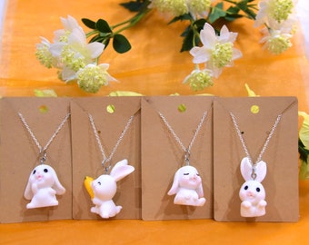 Cute white rabbit silver necklace in 4 designs | white rabbit | bunny rabbit | bunny necklace | kawaii