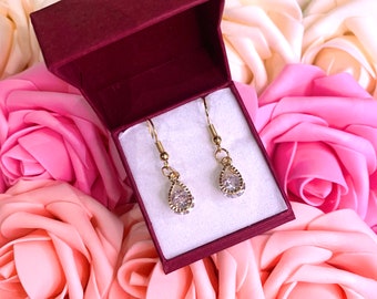 Teardrop shaped dangle earrings