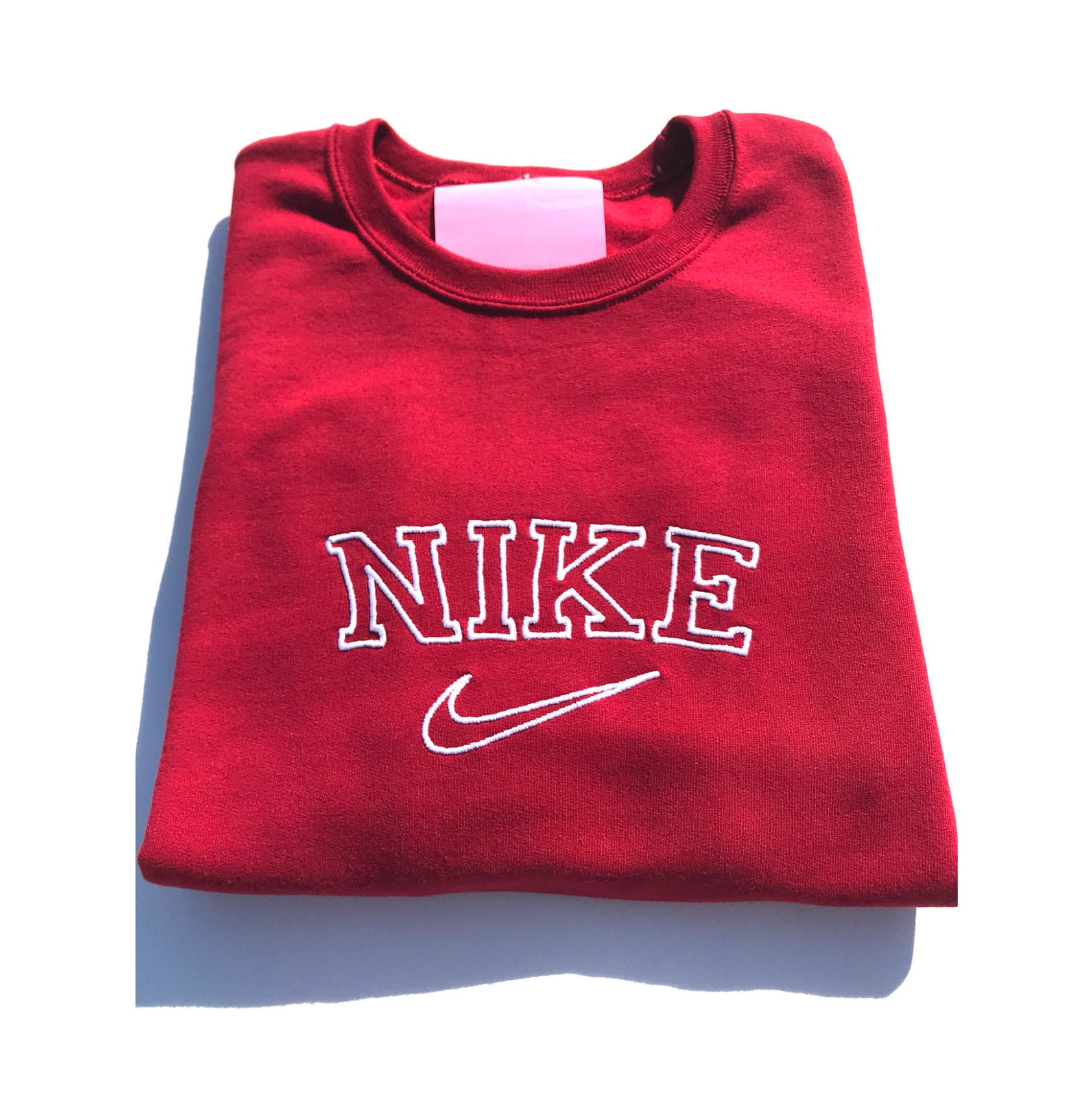 Nike Crewneck Red Nike sweatshirt Oversized Embroidered | Etsy