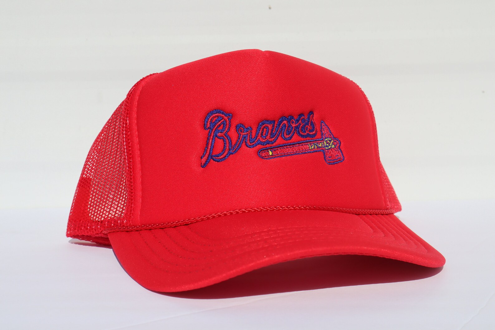 New Embroidered Atlanta Braves Red Mesh Trucker SnapBack Hat Etsy