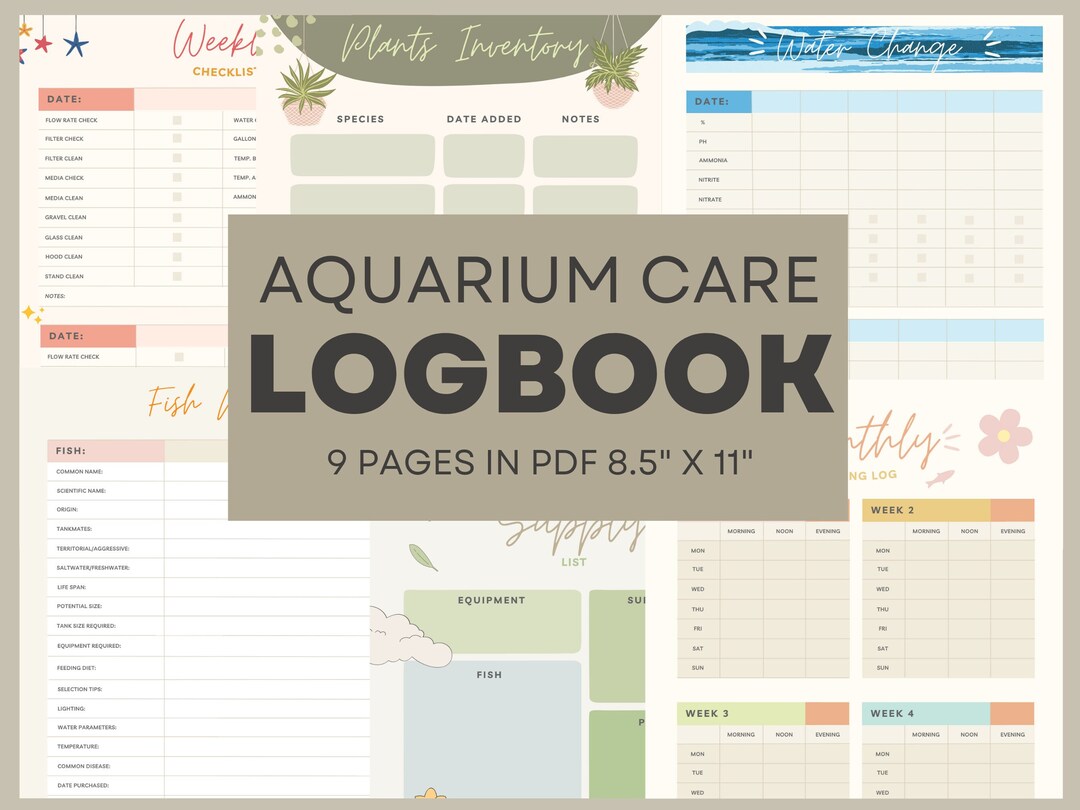 The Complete Aquarium Journal Printable Log Book for Tracking Water