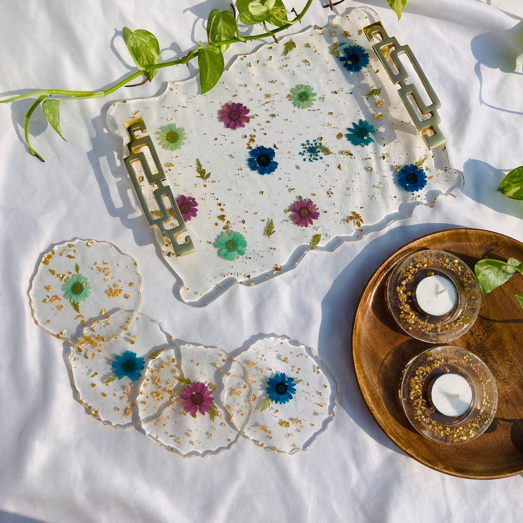 Serving Tray, Resin Tray , Tray and Coaster Set , Dinner Set , Kitchen