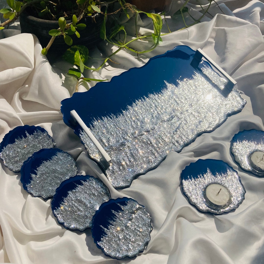 Serving Tray, Resin Tray , Tray and Coaster Set , Dinner Set , Kitchen
