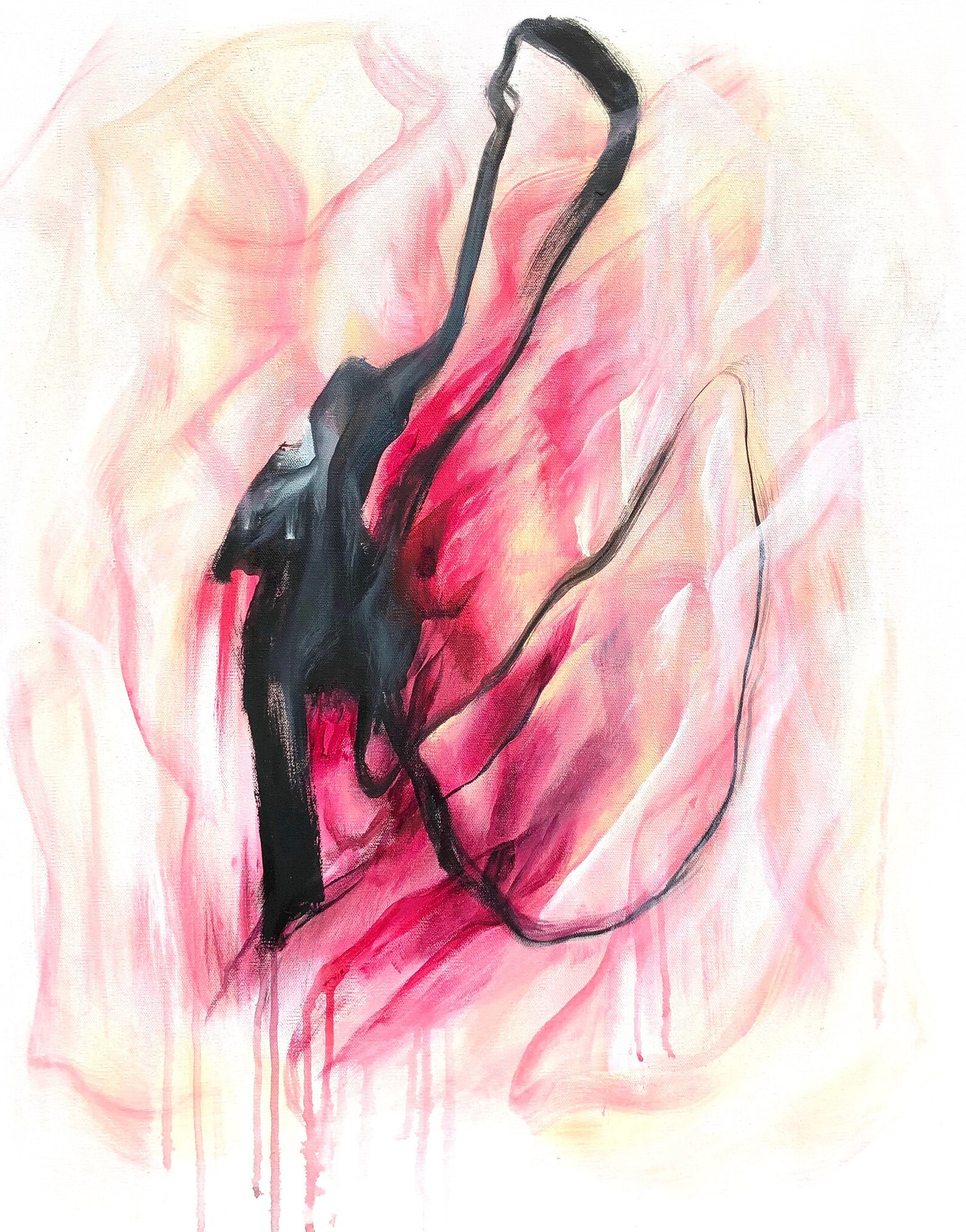 Pink and Black Abstract Art Modern Contemporary Etsy UK