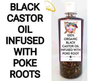 Poke Root Black Castor Oil, Infused, Organic, Lymphatic Massage Oil, Best Oil Ever
