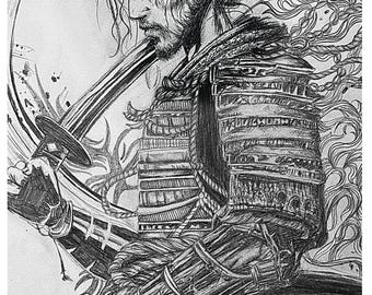 Pôster abstrato de samurai