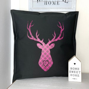 Deer Elk Deer Heart - Cushion Cover / Pillow Case / Pillow Grey Pink *NEW*