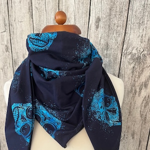 Triangular Scarf Wrap Scarf Neck Scarf Loop - Skull Blue *NEW*