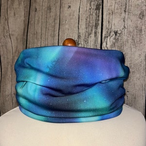 Bufanda de bucle Bufanda de peluche - Líneas moteadas Verde aurora boreal *NUEVO*