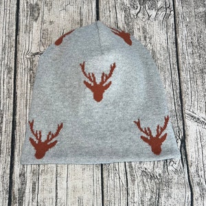 Czapka Beanie - Deer Deer Elk Szary/Miedziany - Rozmiar ok. 54-61 cm *NOWOŚĆ*