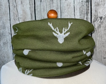 Loop Scarf Fleece Cuddly Scarf - Deer Roe Deer Elk Green/Gray *NEW*