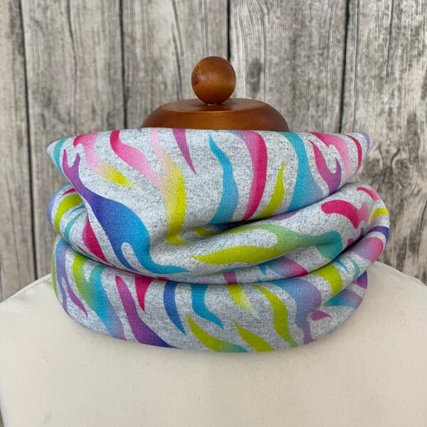 Loop Schal Fleece Kuschelschal - Flammen Neon Regenbogen *NEU*