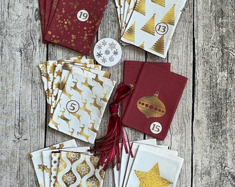 Calendrier de l'Avent - Calendrier de Noël - 24 sachets - rouge classique/blanc *NOUVEAU*