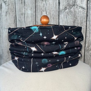 Loop Scarf Fleece Cuddly Scarf - Planets Star Black *NEW*