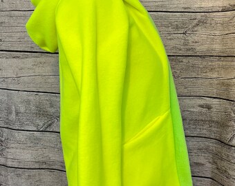 Fleece Jacke Sweat Strickjacke Cardigan mit Kapuze Neon Gelb Gr