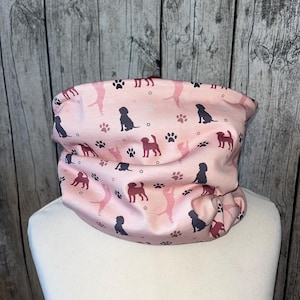 Loop Scarf Fleece Gosscarf - Hundtasstryck Ljusrosa Grå *NYHET*