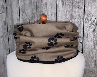 Loop scarf fleece cuddly scarf - paws / paws brown *NEW*