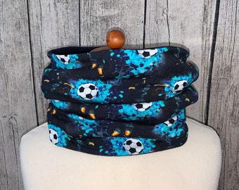 Loop Schal Fleece Kuschelschal - Fussball blau *NEU*