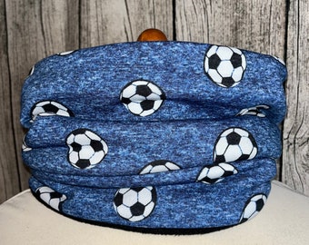 Loop Schal Fleece Kuschelschal - Fussball Football Blau *NEU*