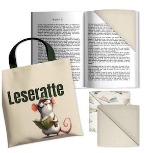SET marcador e bolsa de livro - capa de livro capa de livro bolsa de livro feita de 100% algodão - leitor ávido *NOVO*