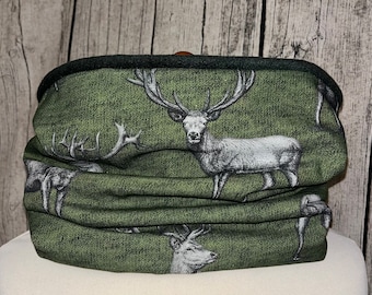 Loop Scarf Fleece Cuddly Scarf - Deer Roe Deer Elk Green *NEW*
