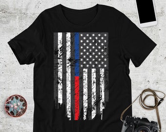 First Responder Shirt, Thin Blue Line Tshirt, Thin Red Line, Police Flag, Firefighter T-Shirt