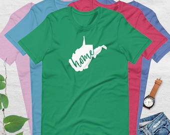 West Virginia State Shirts, West Virginia State Map T-Shirt, West Virginia Travel Gifts, West Virginia Clothing, West Virginia Home Tee