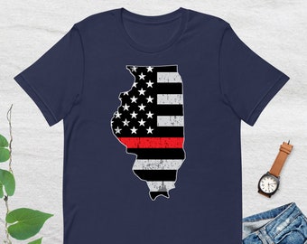 Illinois Firefighter Shirt, Firefighting Tshirt, Chicago Fire, Fire Emblem