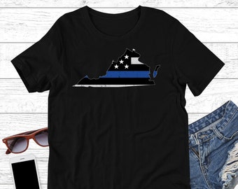 Virginia, Thin Blue Line Tshirt, Police Lives Matter, Law Enforcement Shirt, LEO Support, Police Shirt