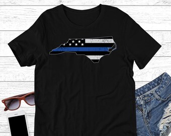 North Carolina, Thin Blue Line Tshirt, Police Lives Matter, Law Enforcement Shirt, LEO Support, Police Shirt