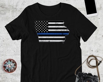 Iowa, Thin Blue Line Tshirt, Police Lives Matter, Law Enforcement Shirt, LEO Support, Police Shirt