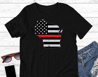 Wisconsin Firefighter Shirt, Firefighting T-Shirt, Fire Department, Volunteer Firefighter, Clothing