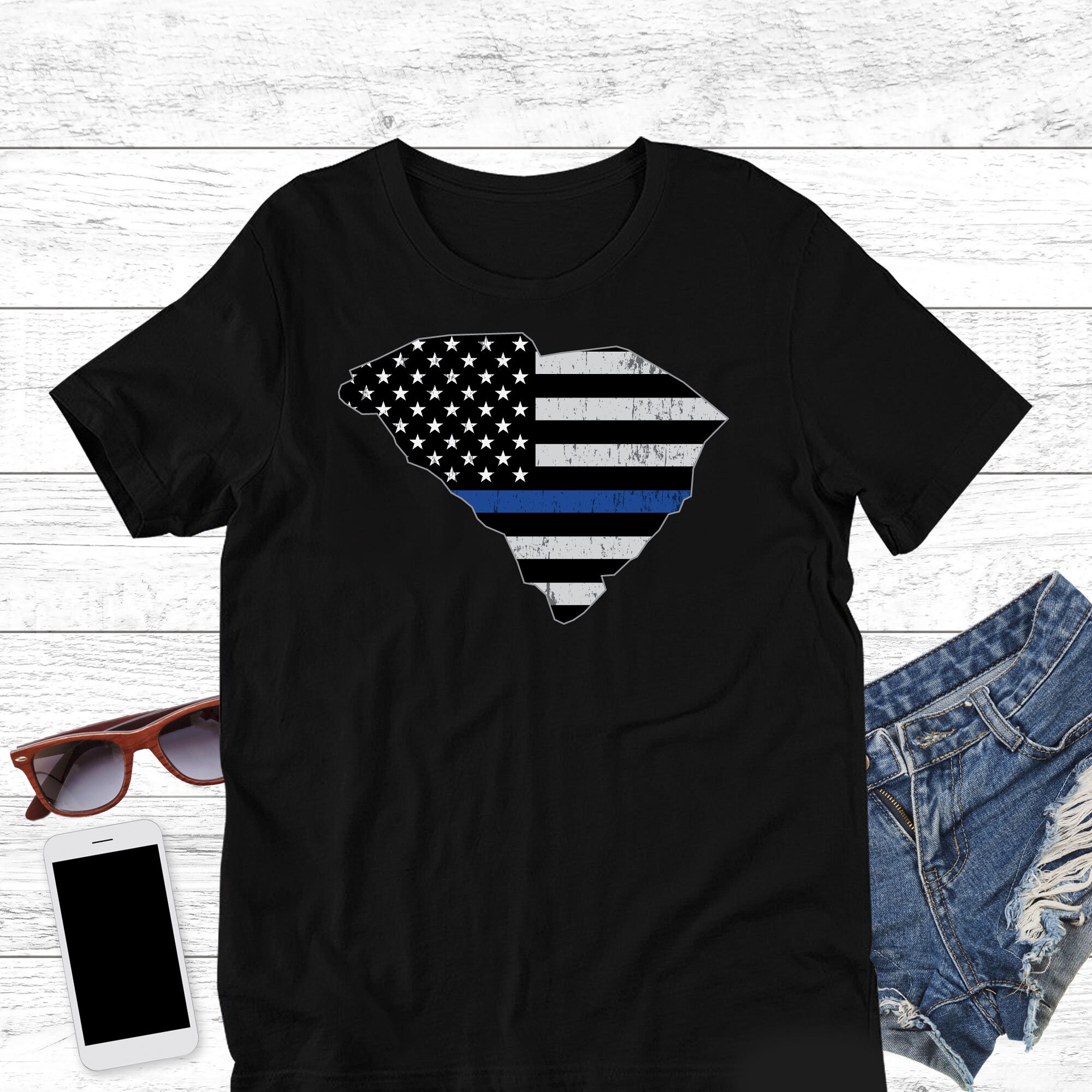 South Carolina Thin Blue Line Decal - Palmetto Moon Police Support Vinyl Sticker