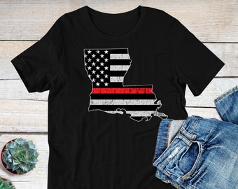 Louisiana Firefighter Shirt, Firefighting Tshirt, Louisiana Fire Department, Graphic Tee, Thin Red Line Shirt