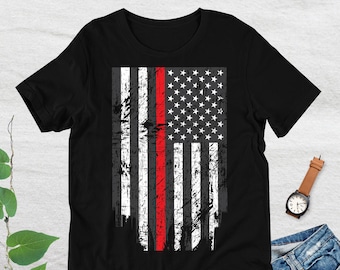 Thin Red Line Tshirt, Firefighter Support Shirt, Firefighting Tshirt