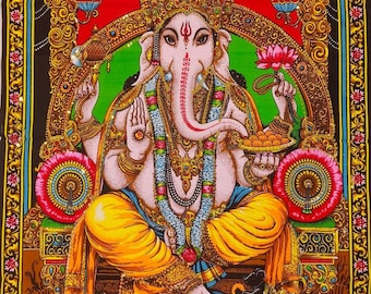 Tapiz De Algodón Decorativo 101,6 X 76,2 Cm - Estampado De Diosa India Dancing Ganesh, Para Pared Y Regalos