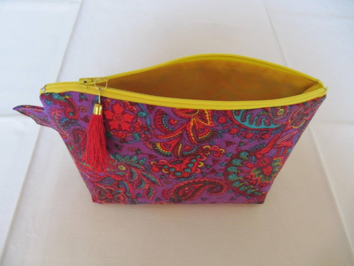 Handmade pouch with Indian mixed fabric PURPLE 21x14 cm Etsy