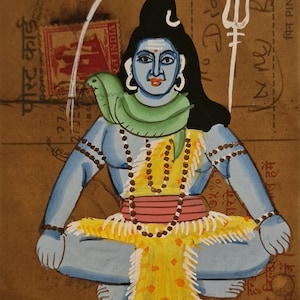 Einzigartige indische handgemalte Bilder auf alten Postkarten - Hinduistische Götter und Göttin - Wähle Deine Postkarte - 10 x 15 cm