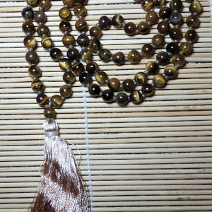 TIGER EYE MALA / Japa mala / Necklace - 108 beads - Handmade - Natural gemstones - High quality product