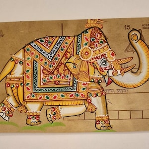 Einzigartige handgemalte Bilder auf alten Postkarten - Single Elephant - Postkarte nach Wahl - 10x15cm