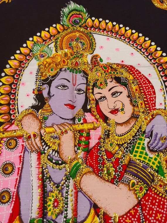 Wall Hanging Krishna and Radha Cotton 107x77 Cm Etsy UK