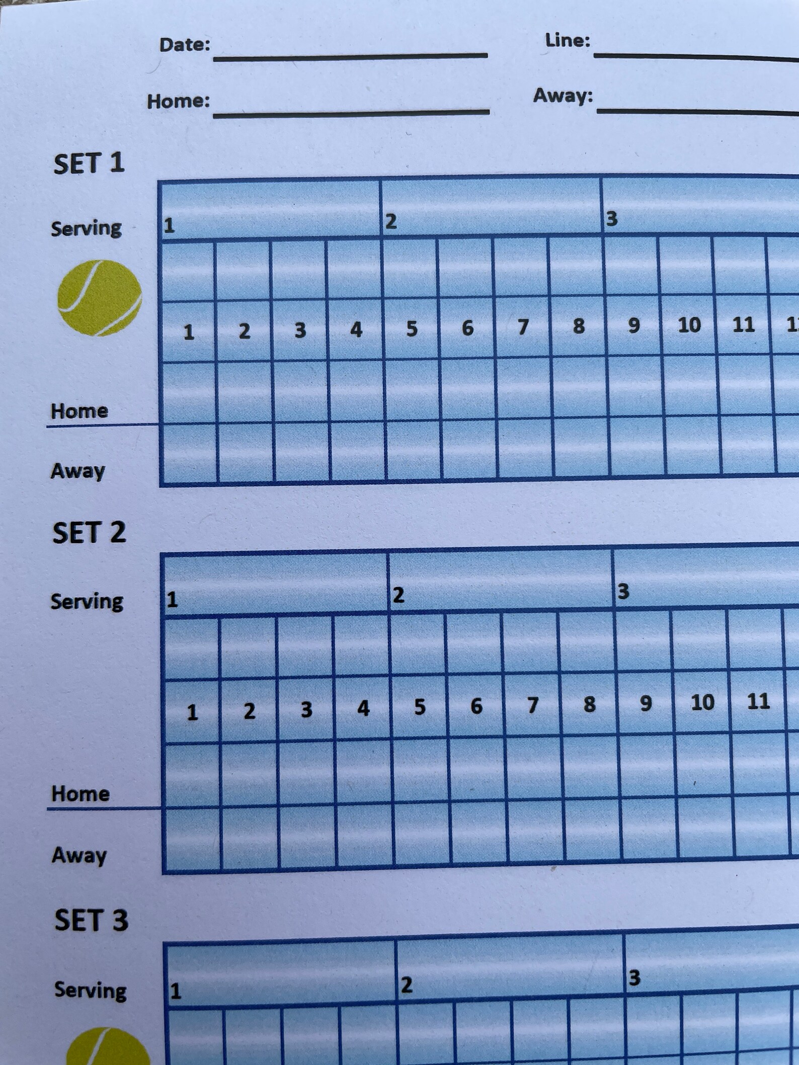 Tennis match score pad Etsy